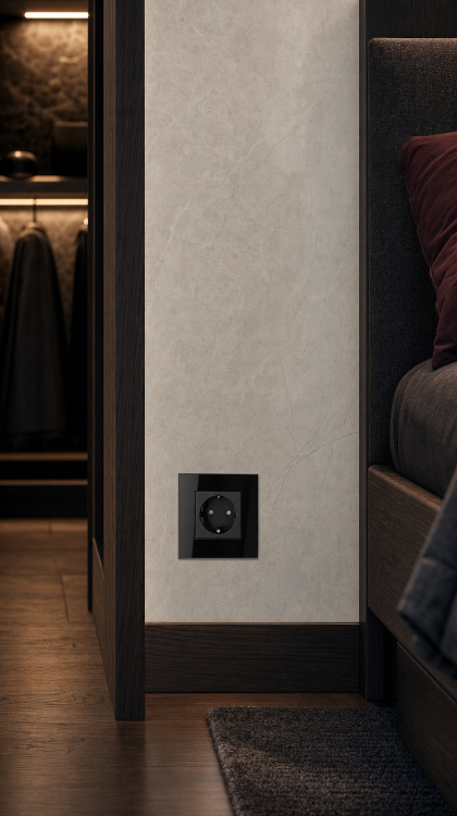 Schuko-Stopcontact Met Randaarde Zonder Aardpen Glas Zwart MIUUN