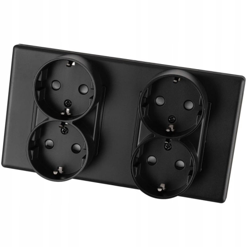 Viervoudig Schuko-Stopcontact Zwart PCV Tweevoudig Afdekraam En 2 X Stopcontact