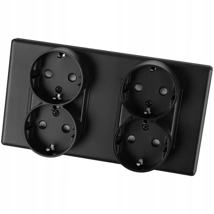 Viervoudig Schuko-Stopcontact Zwart PCV Tweevoudig Afdekraam En 2 X Stopcontact