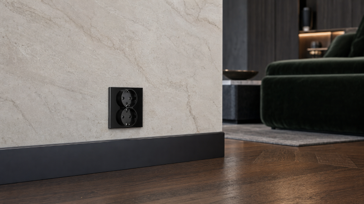 Dubbel Schuko-Stopcontact Met Randaarde Zonder Aardpen Glas Zwart MIUUN