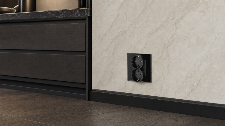 Dubbel Schuko-Stopcontact Met Randaarde Zonder Aardpen Glas Zwart MIUUN