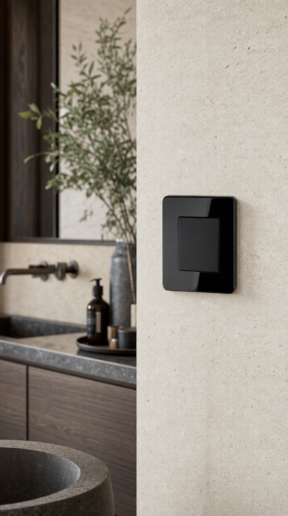 Schakelaar Enkelvoudige Wisselschakelaar Glad Glazen Hoogglans Zwart MIUUN