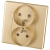 Dubbel Stopcontact Goud Met Aardpen Set Met PVC-Afdekraam MIUUN