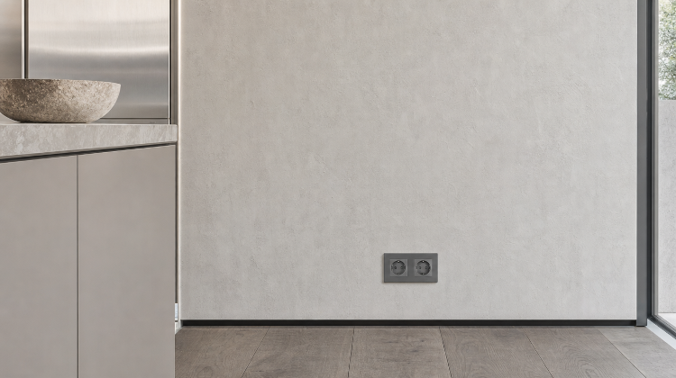 Dubbel Glazen Schuko-Stopcontact Grijs Set Tweevoudig Afdekraam En 2 X Enkel Stopcontact MIUUN