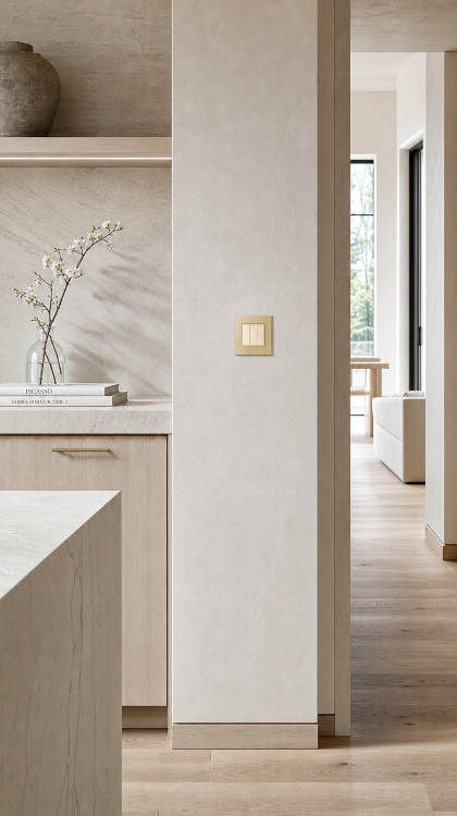 Drievoudige Lichtschakelaar Glas Goud MIUUN