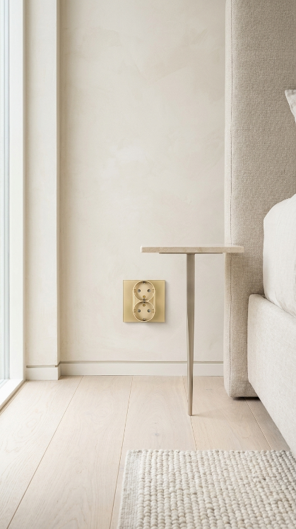 Dubbel Glazen Schuko-Stopcontact Met Aarding Zonder Aardpen Goud MIUUN