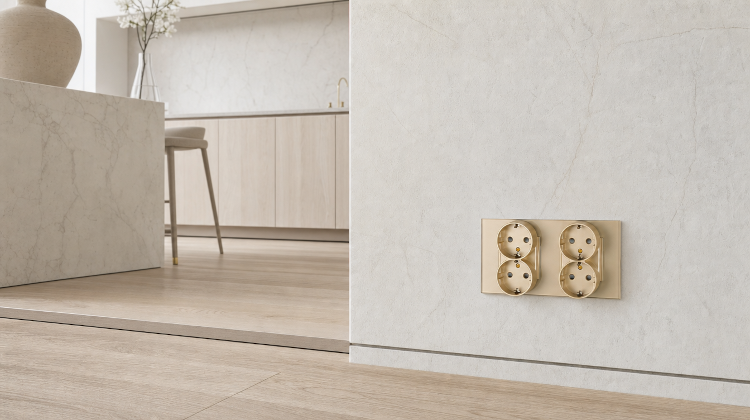 Dubbel Viervoudig Glazen Schuko-Stopcontact Goud Glas Tweevoudig Afdekraam MIUUN