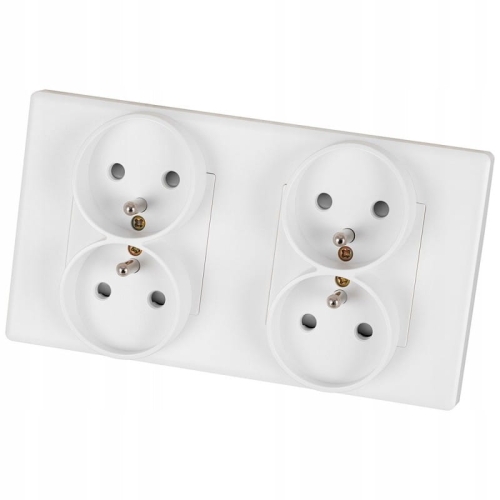 Dubbel Stopcontact Wit Set PVC Tweevoudig Afdekraam En 2 X Dubbel Stopcontact MIUUN