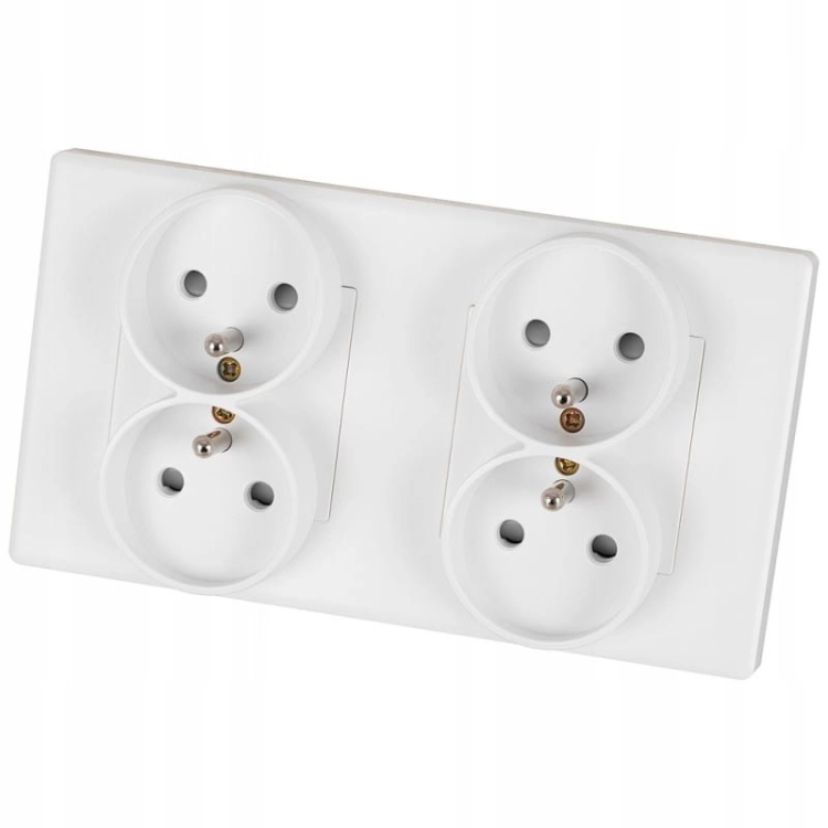 Dubbel Stopcontact Wit Set PVC Tweevoudig Afdekraam En 2 X Dubbel Stopcontact MIUUN