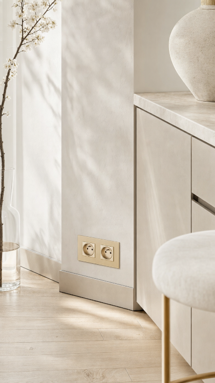 Dubbel Glazen Stopcontact Goud Set Tweevoudig Afdekraam En 2 X Stopcontact