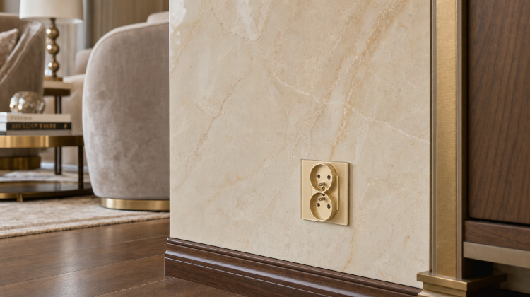 Stopcontact Met Aardpen Dubbel Glas Goud MIUUN