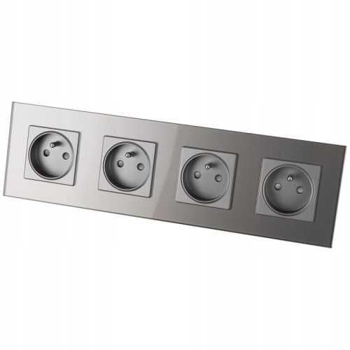 Viervoudig Glazen Stopcontact Grijs Set Viervoudig Afdekraam 4 X Enkel Stopcontact MIUUN