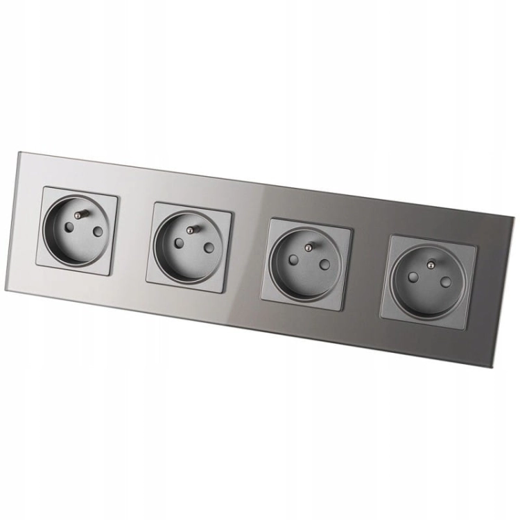 Viervoudig Glazen Stopcontact Grijs Set Viervoudig Afdekraam 4 X Enkel Stopcontact MIUUN