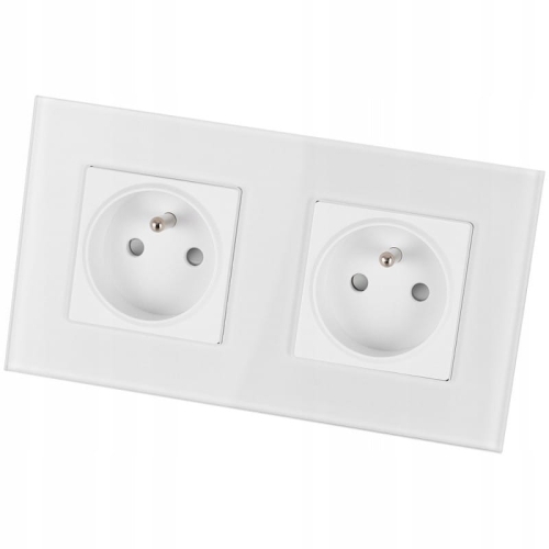 Dubbel Glazen Stopcontact Wit Set Tweevoudig Afdekraam En 2 X Enkel Stopcontact MIUUN