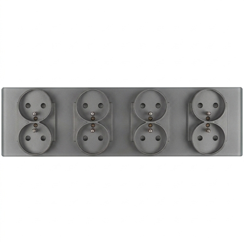 Viervoudig glazen MAT grijs stopcontact viervoudig afdekraam en 4 x stopcontact MIUUN