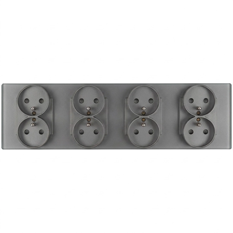 Viervoudig glazen MAT grijs stopcontact viervoudig afdekraam en 4 x stopcontact MIUUN