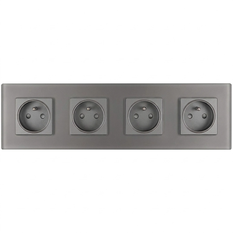 Viervoudig glazen MAT grijs stopcontact viervoudig afdekraam en 4 x stopcontact MIUUN