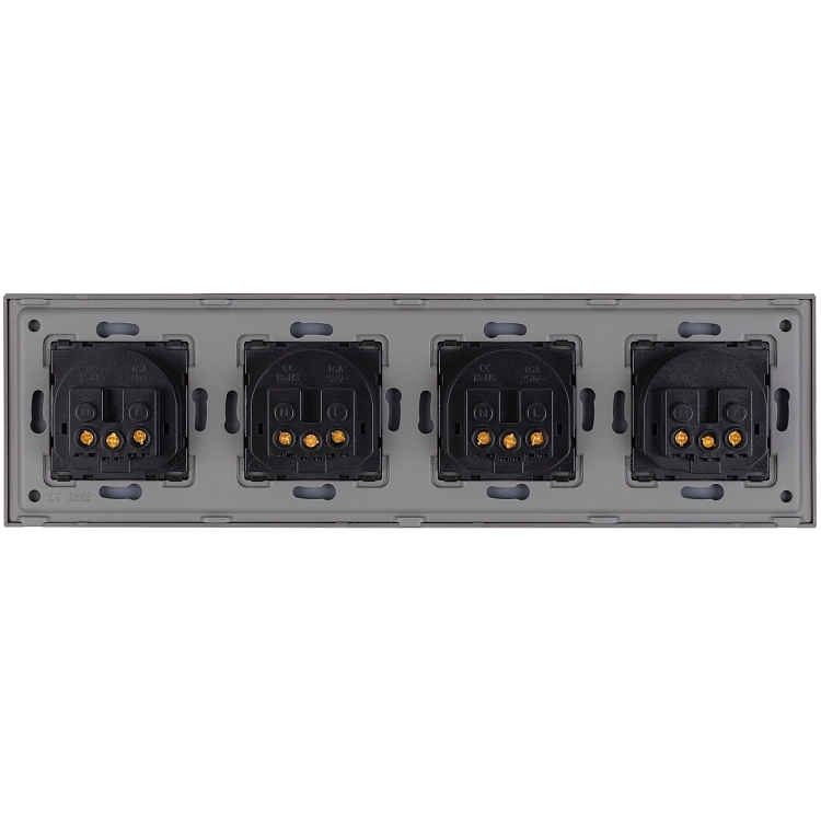 Viervoudig glazen MAT grijs stopcontact viervoudig afdekraam en 4 x stopcontact MIUUN