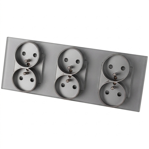 Drievoudig glazen MAT grijs stopcontact drievoudig afdekraam en 3 x stopcontact MIUUN