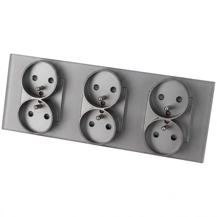 Drievoudig glazen MAT grijs stopcontact drievoudig afdekraam en 3 x stopcontact MIUUN