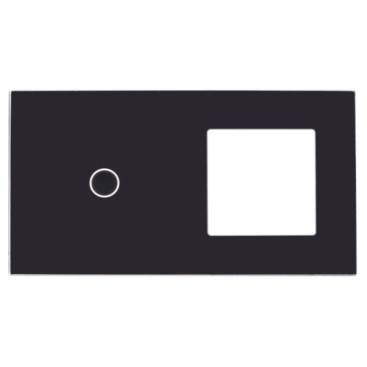 Afdekraam Touchpaneel Tweevoudig 1+S Glas Zwart