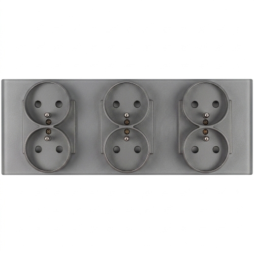 Drievoudig glazen MAT grijs stopcontact drievoudig afdekraam en 3 x stopcontact MIUUN
