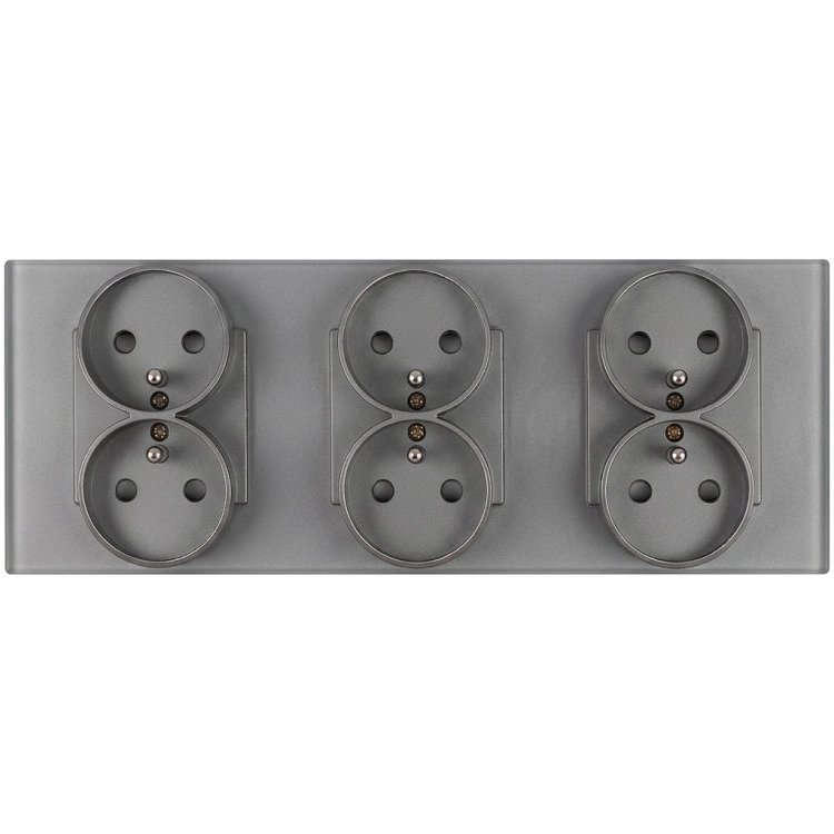 Drievoudig glazen MAT grijs stopcontact drievoudig afdekraam en 3 x stopcontact MIUUN