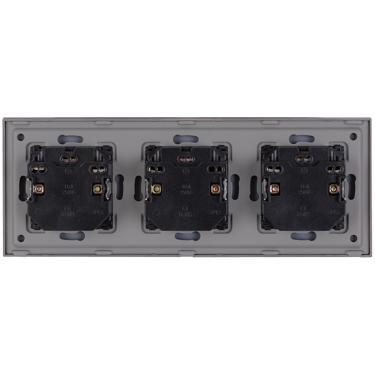 Drievoudig glazen MAT grijs stopcontact drievoudig afdekraam en 3 x stopcontact MIUUN