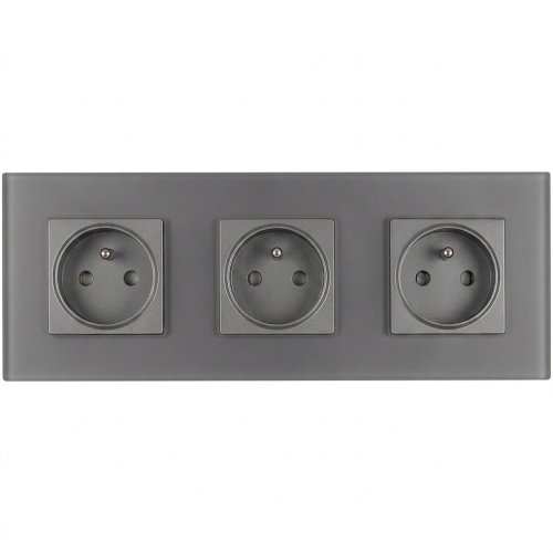 Drievoudig glazen MAT grijs stopcontact drievoudig afdekraam en 3 x stopcontact MIUUN