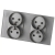 Viervoudig glazen MAT grijs stopcontact en dubbel afdekraam 2x stopcontact MIUUN