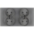 Viervoudig glazen MAT grijs stopcontact en dubbel afdekraam 2x stopcontact MIUUN