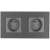Dubbel glazen MAT grijs stopcontact en dubbel afdekraam 2 x stopcontact MIUUN