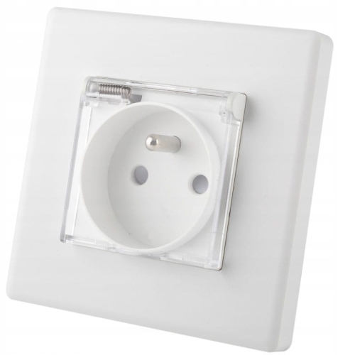 Stopcontact Wit Met Klep Met Aarding Set Met PVC-Afdekraam MIUUN