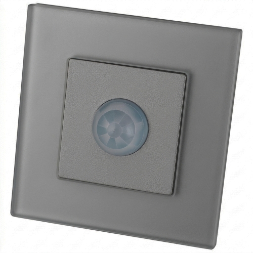 PIR bewegingssensor met schemersensor voor inbouwdoos glas MAT grijs MIUUN