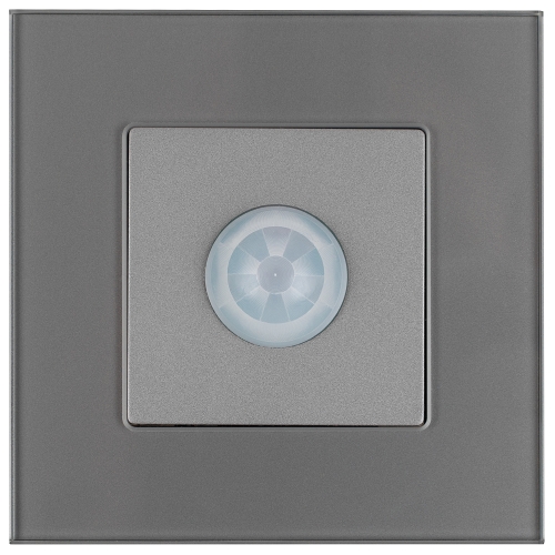 PIR bewegingssensor met schemersensor voor inbouwdoos glas MAT grijs MIUUN