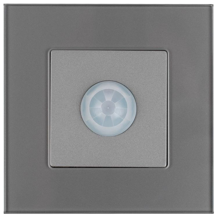 PIR bewegingssensor met schemersensor voor inbouwdoos glas MAT grijs MIUUN