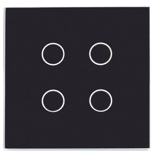 Afdekraam Touchpaneel Enkelvoudig Glas Zwart Voor Module Viervoudige Schakelaar