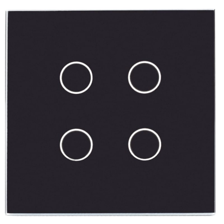 Afdekraam Touchpaneel Enkelvoudig Glas Zwart Voor Module Viervoudige Schakelaar