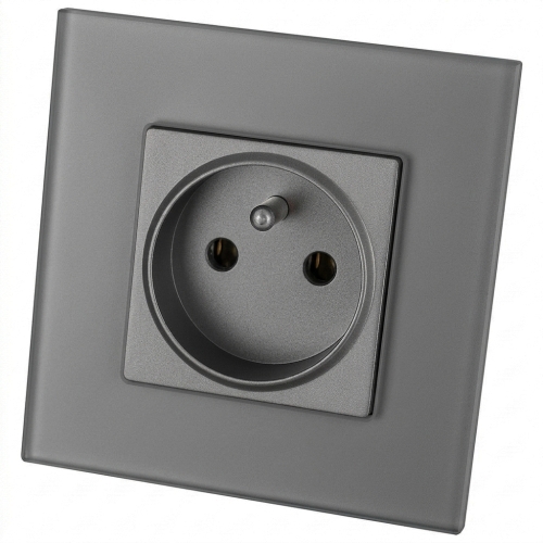 Contactdoos glazen MATTE wandcontactdoos met aardpen grijs MIUUN