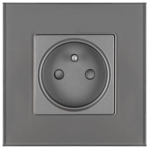 Contactdoos glazen MATTE wandcontactdoos met aardpen grijs MIUUN