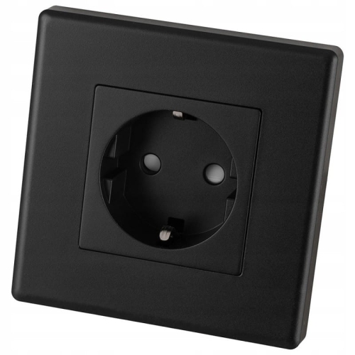 Schuko-Stopcontact Zwart Met Randaarde Zonder Aardpen Set Met PVC-Afdekraam MIUUN
