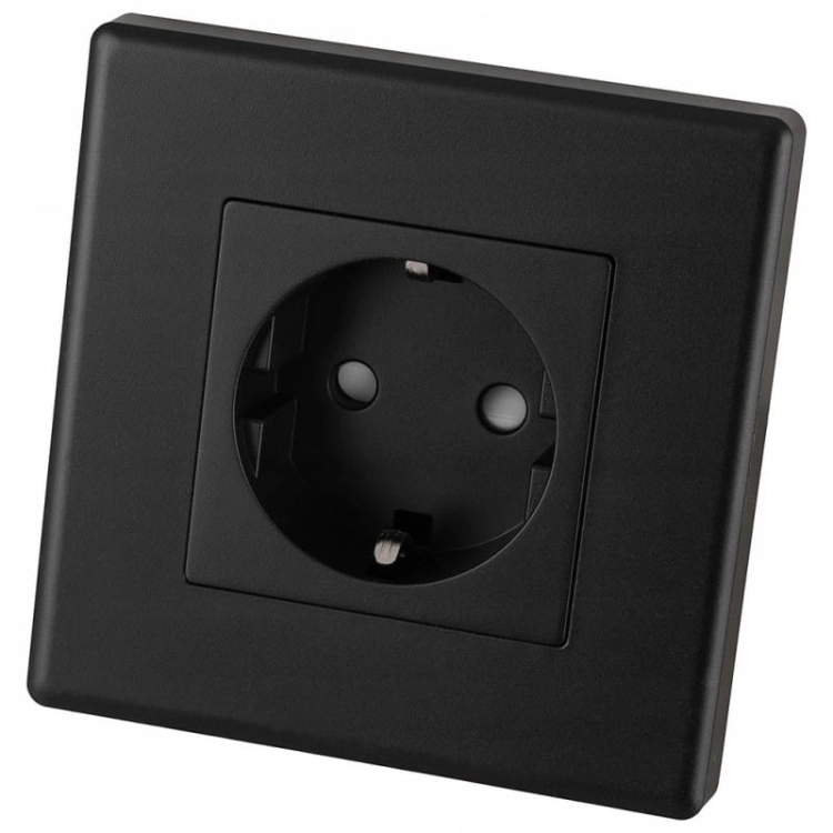 Schuko-Stopcontact Zwart Met Randaarde Zonder Aardpen Set Met PVC-Afdekraam MIUUN