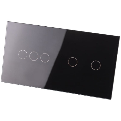 Afdekraam Touchpaneel Tweevoudig 3+2 Glas Zwart