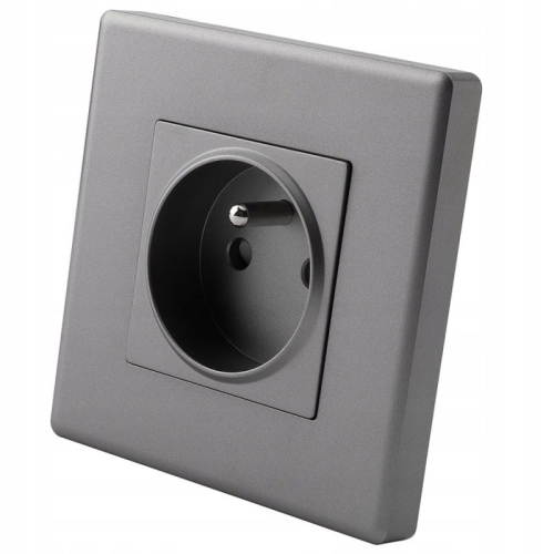 Stopcontact Grijs Met Aardpen Met Afdekraam PVC MIUUN