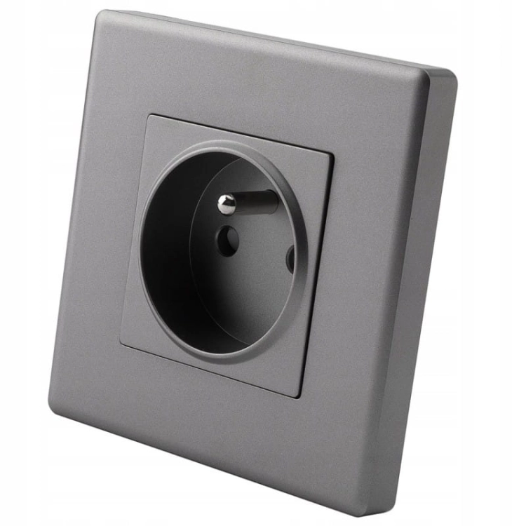 Stopcontact Grijs Met Aardpen Met Afdekraam PVC MIUUN