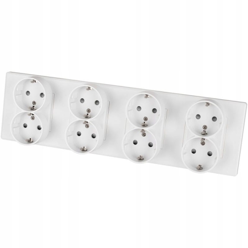 Viervoudig Schuko-Stopcontact Wit PVC-Afdekraam Viervoudig En 4 X Stopcontact