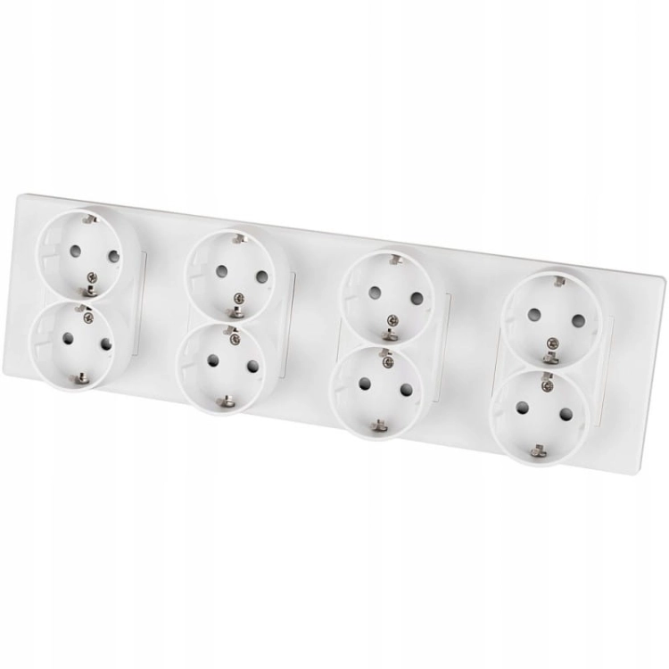 Viervoudig Schuko-Stopcontact Wit PVC-Afdekraam Viervoudig En 4 X Stopcontact