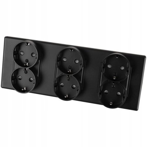 Drievoudig Schuko-Stopcontact Zwart PCV Drievoudig Afdekraam En 3 X Stopcontact