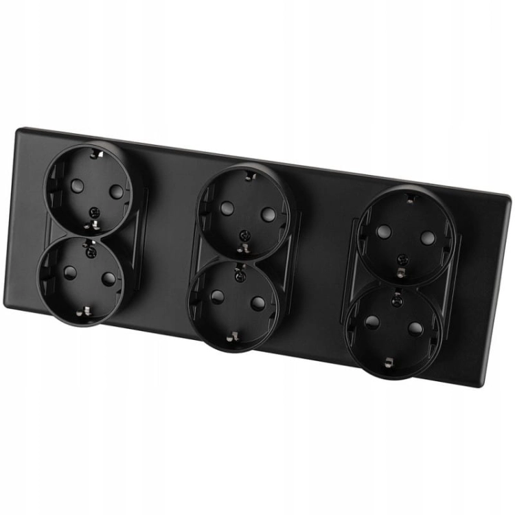 Drievoudig Schuko-Stopcontact Zwart PCV Drievoudig Afdekraam En 3 X Stopcontact