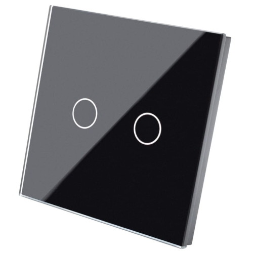 Afdekraam Touchpaneel Enkelvoudig Glas Zwart Voor Module Dubbele Schakelaar